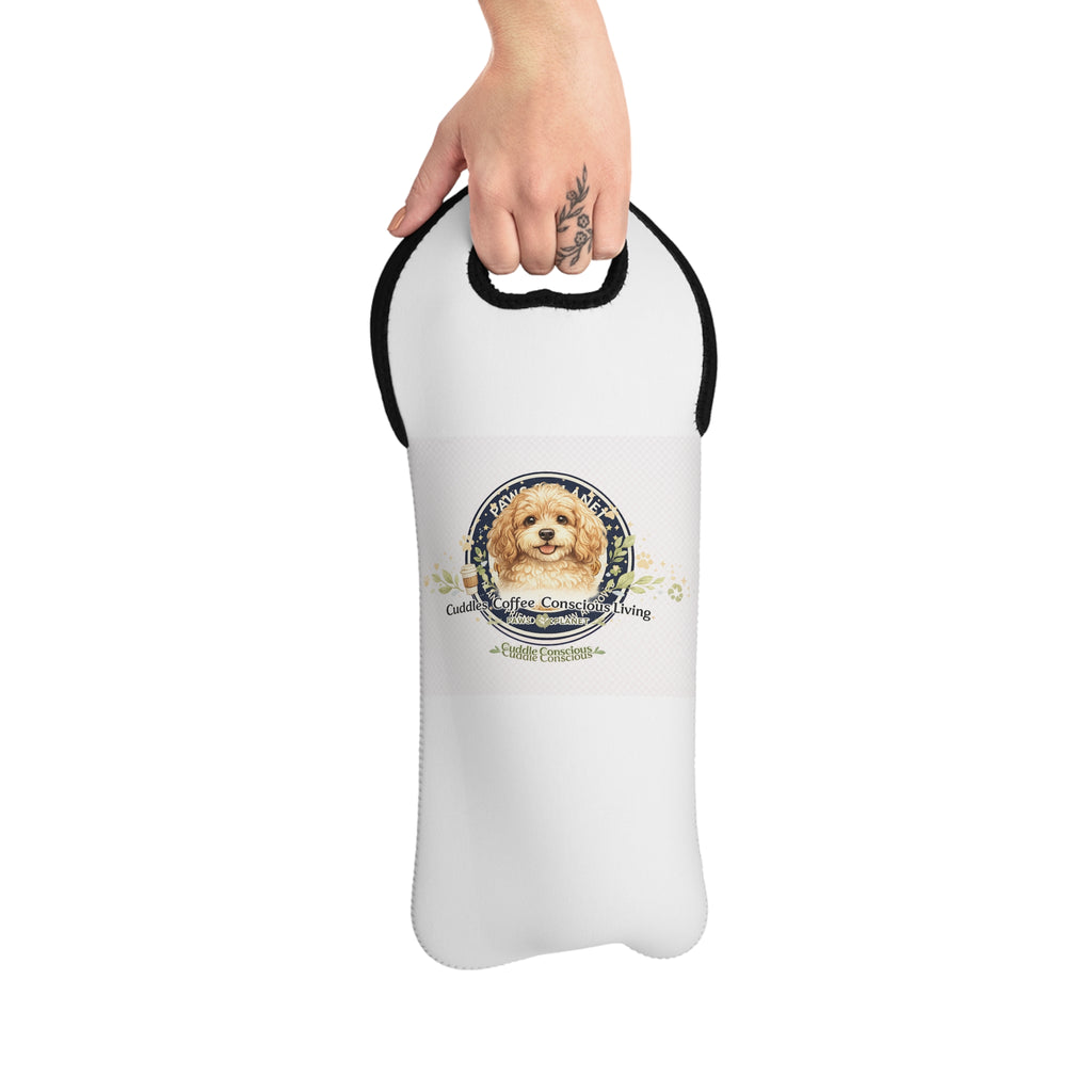 Wine Tote Bag – Cute Cavapoo Dog Wine Carrier (Cuddle, Fetch, Cuddle, Loving)