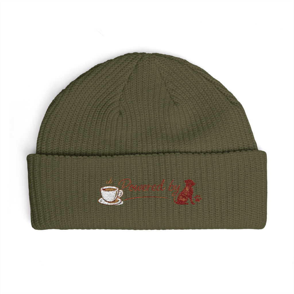 The Morning Walk Beanie - "Powered by" Coffee & Dog Embroidered Winter Hat