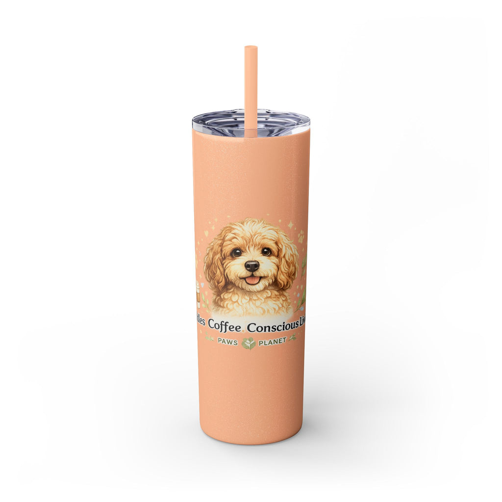 Cuddles Coffee Conscious Pup Design 20oz Skinny Tumbler