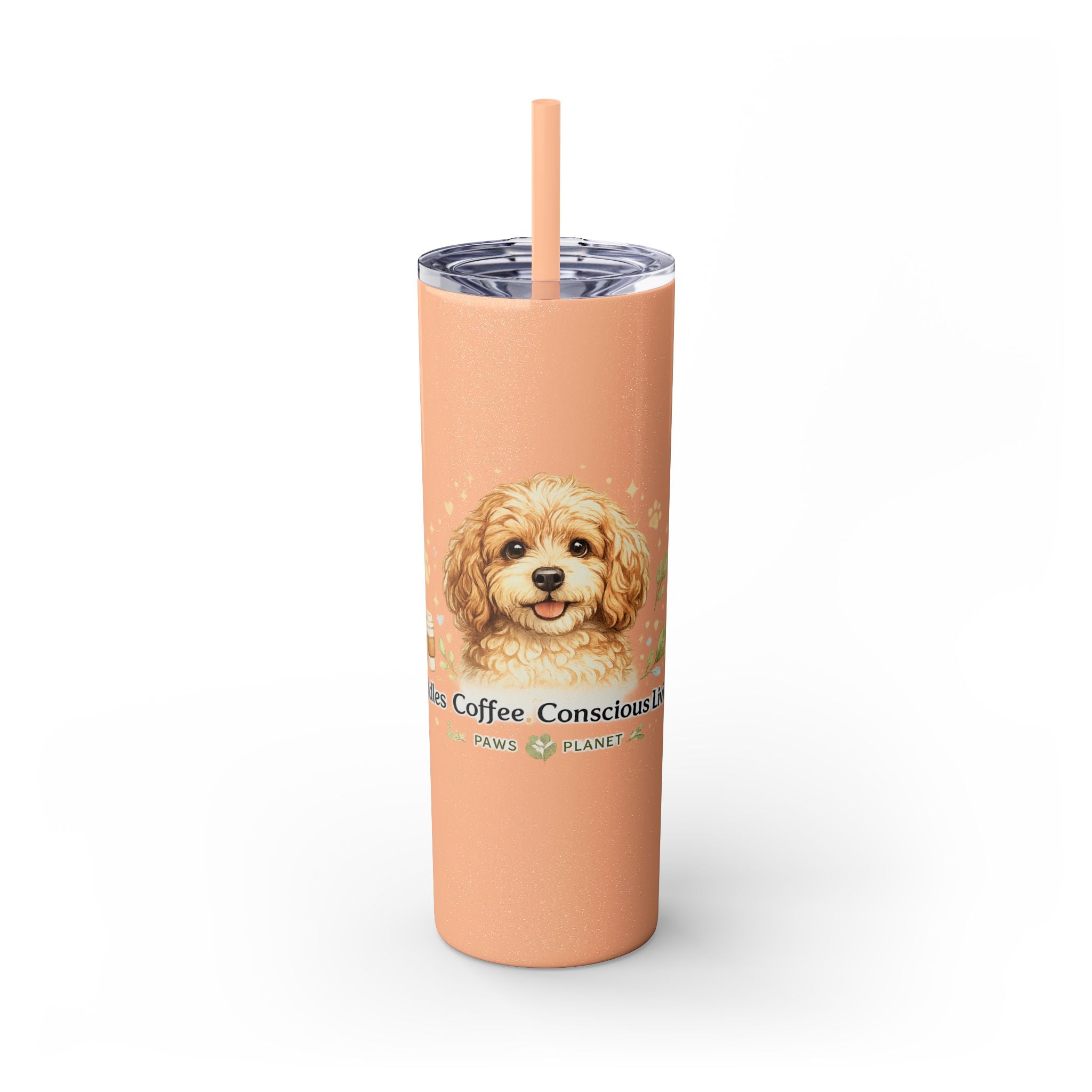 Cuddles Coffee Conscious Pup Design 20oz Skinny Tumbler