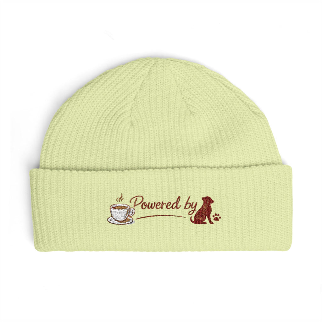 The Morning Walk Beanie - "Powered by" Coffee & Dog Embroidered Winter Hat