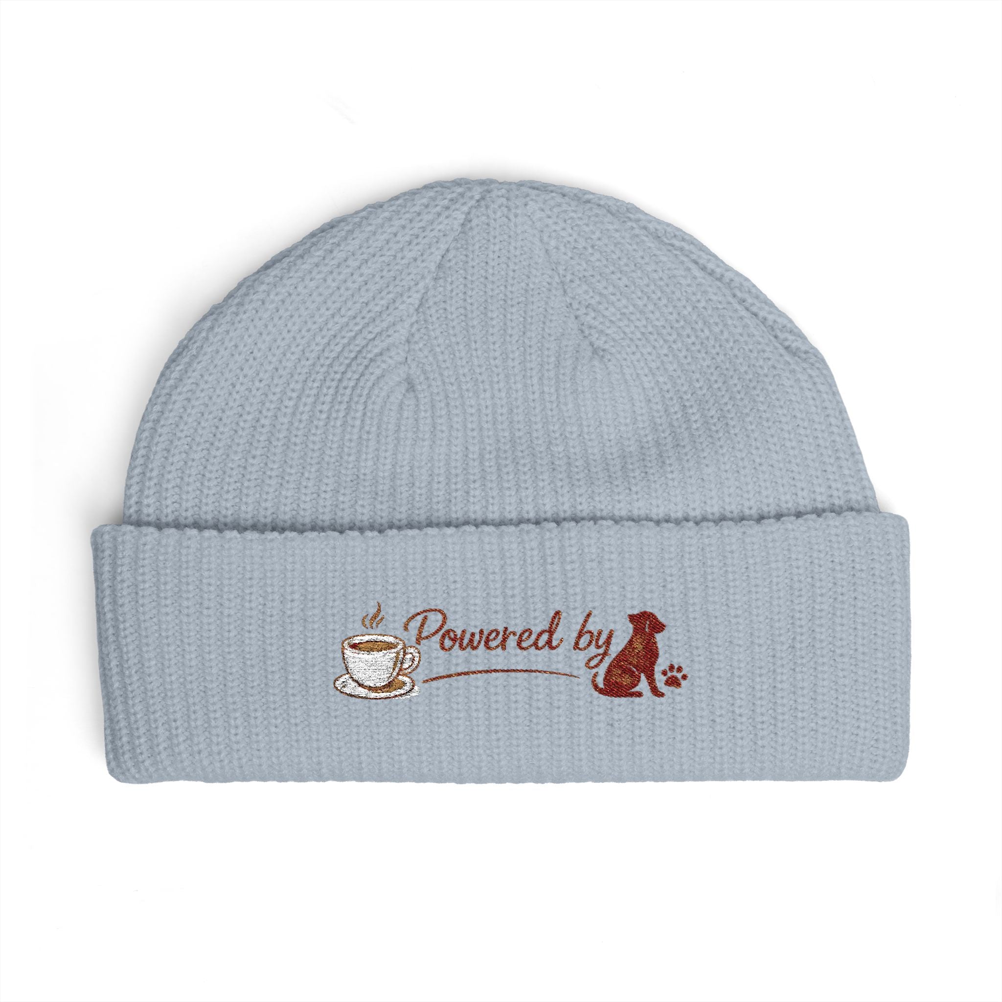 The Morning Walk Beanie - "Powered by" Coffee & Dog Embroidered Winter Hat
