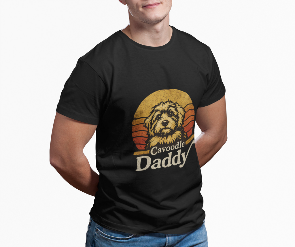 Cavoodle Daddy T-Shirt – Retro Dog Dad Tee, Cavapoo Lover Gift