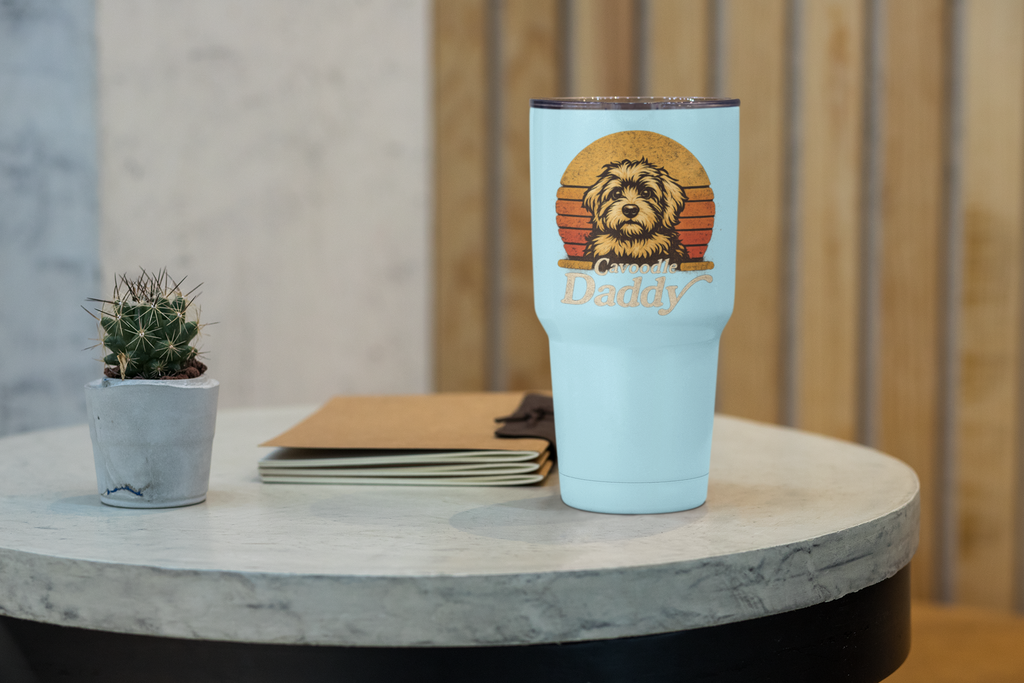 Retro Dog Daddy 40oz Tumbler – Cavoodle Dad Coffee Cup