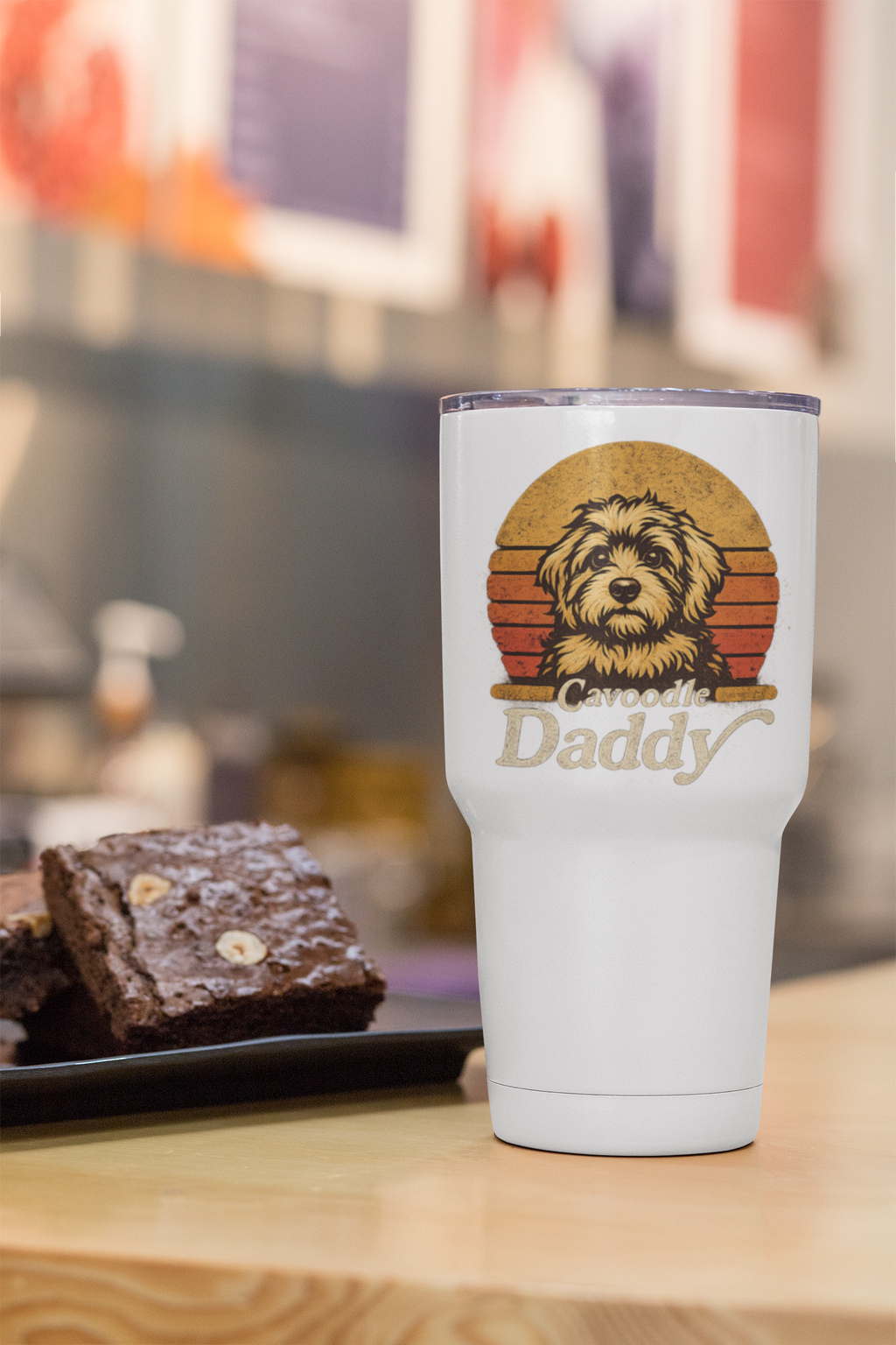 Retro Dog Daddy 40oz Tumbler – Cavoodle Dad Coffee Cup