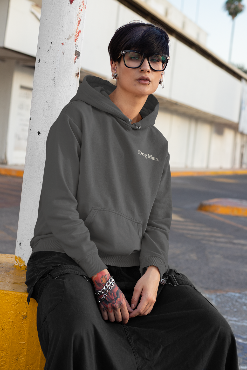 Dog Mum Zip Hoodie – “Powered by Coffee & My Dog” Full-Zip Sweatshirt