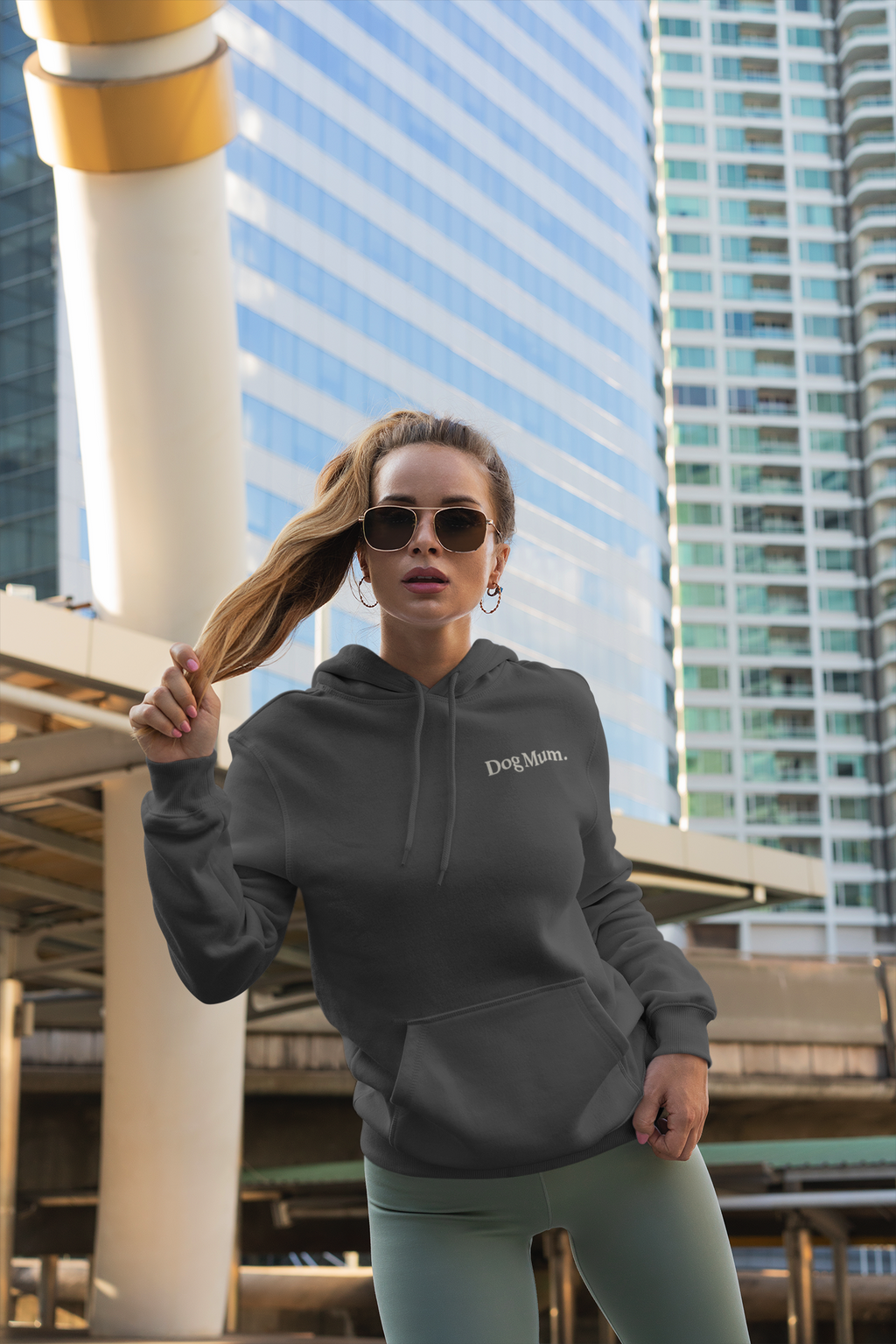 Dog Mum Zip Hoodie – “Powered by Coffee & My Dog” Full-Zip Sweatshirt
