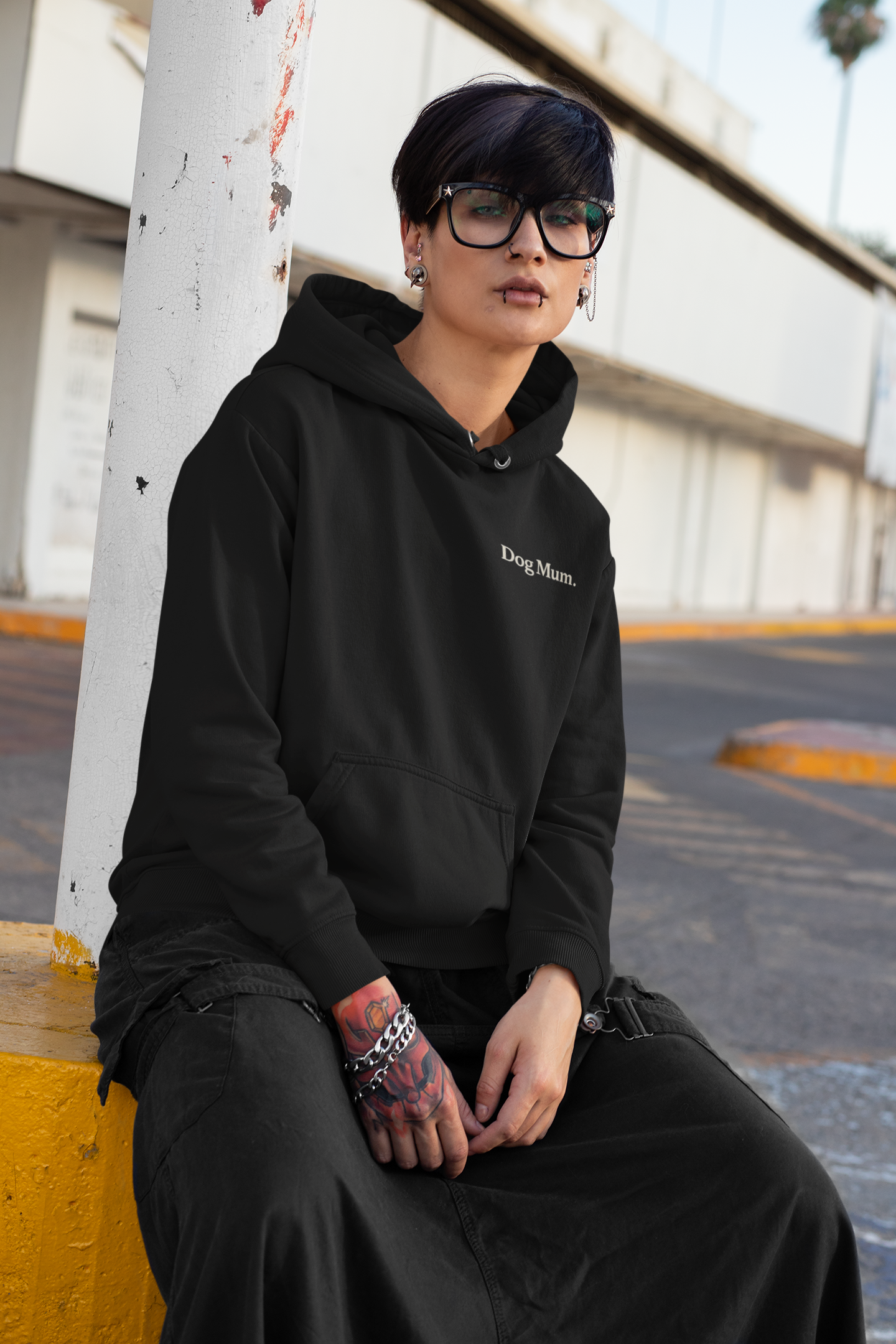 Dog Mum Zip Hoodie – “Powered by Coffee & My Dog” Full-Zip Sweatshirt