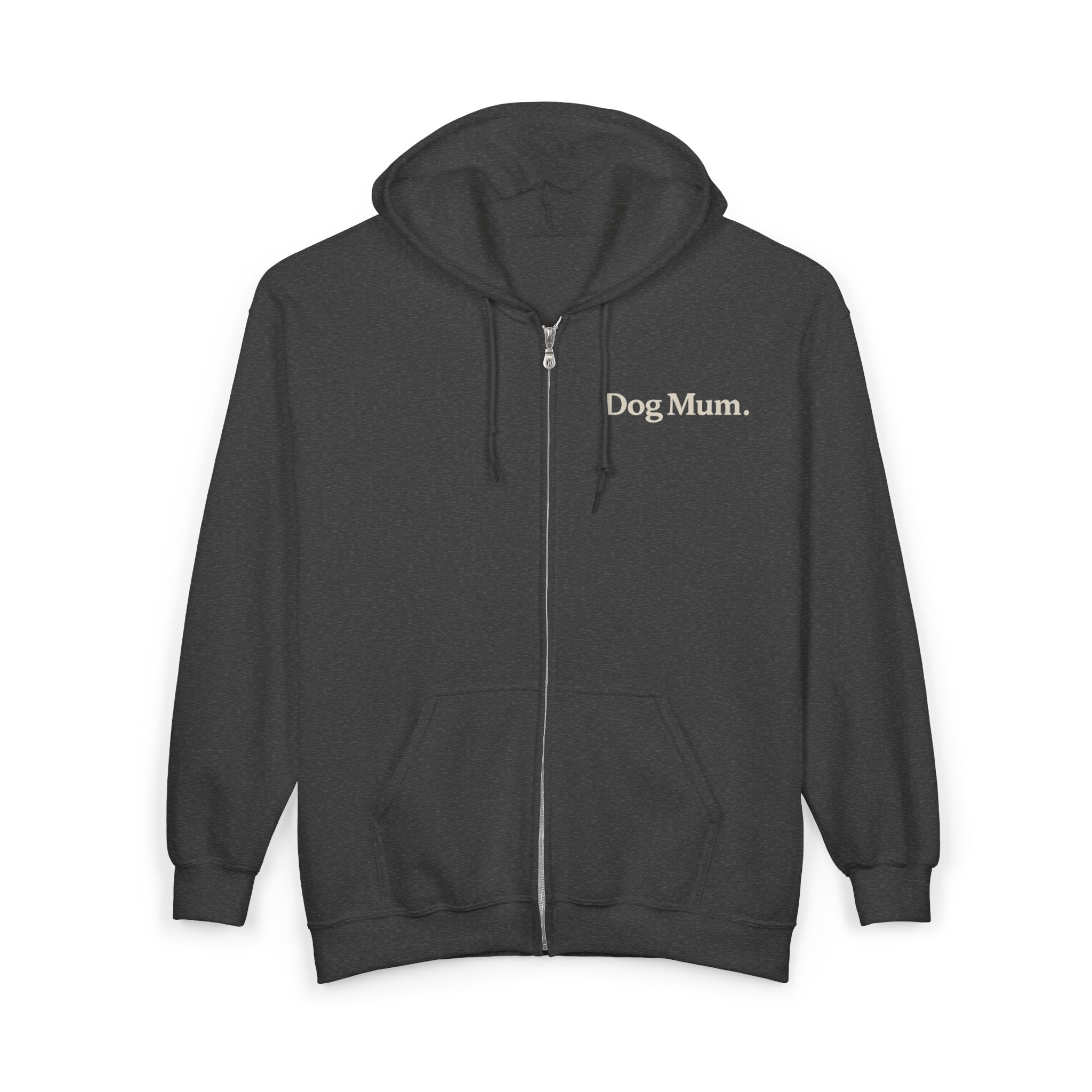 Dog Mum Zip Hoodie – “Powered by Coffee & My Dog” Full-Zip Sweatshirt