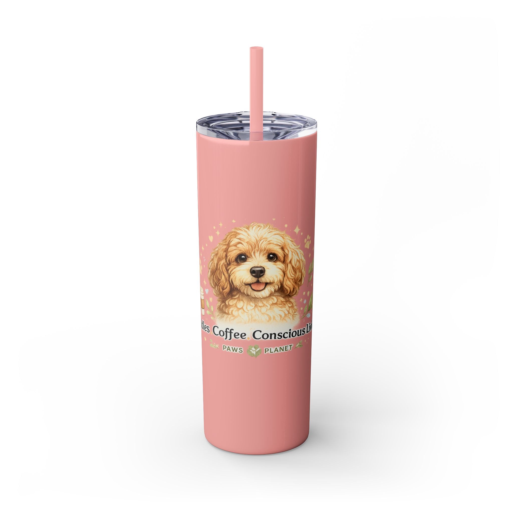 Cuddles Coffee Conscious Pup Design 20oz Skinny Tumbler