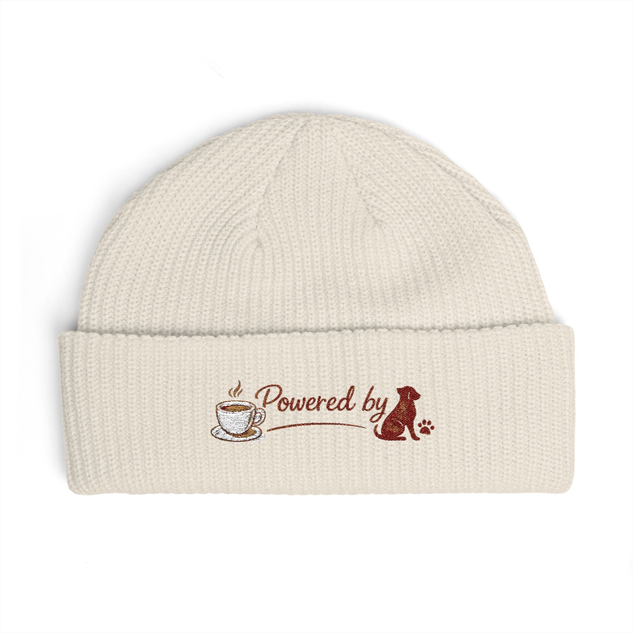 The Morning Walk Beanie - "Powered by" Coffee & Dog Embroidered Winter Hat