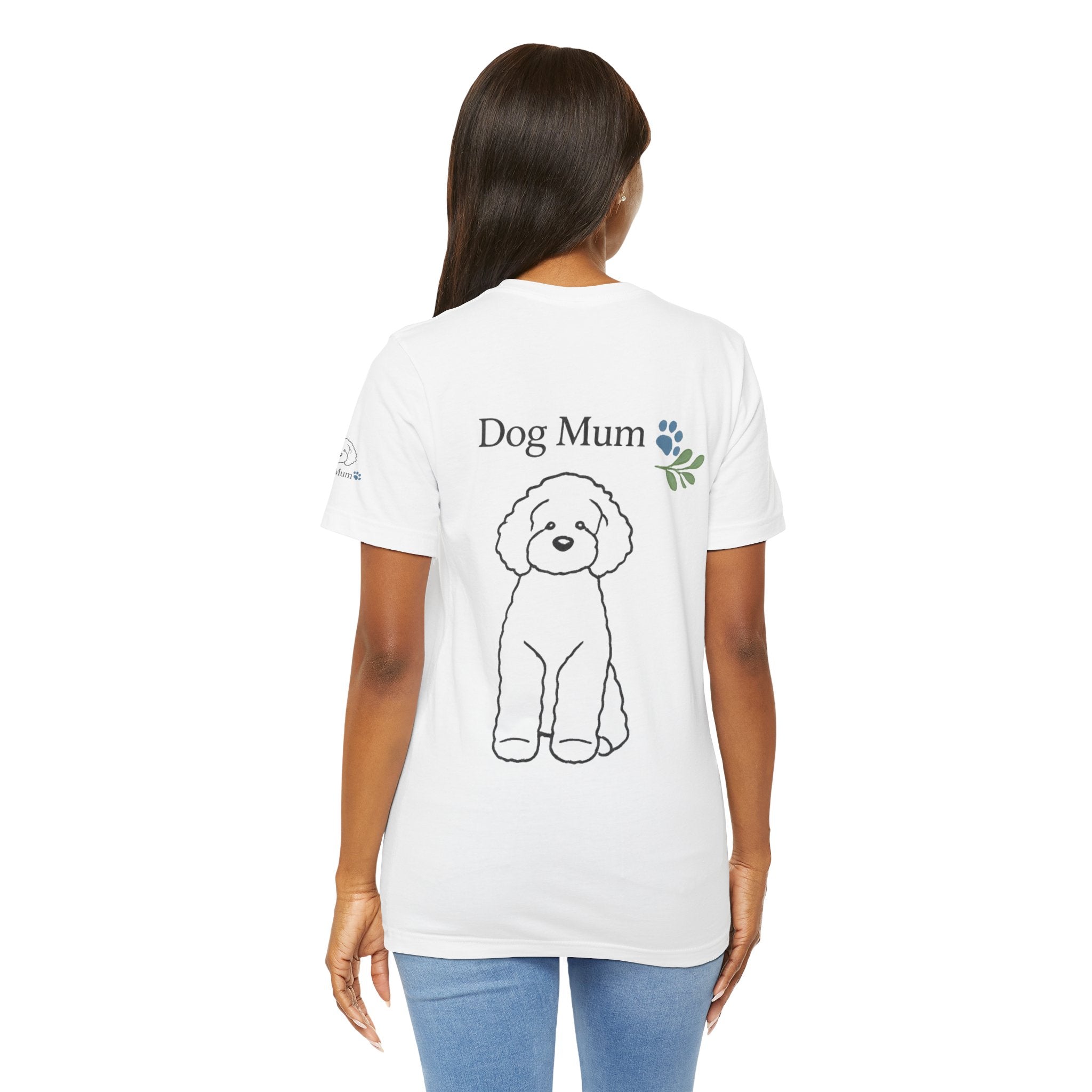 Dog Mum T-Shirt — Cute Cavoodle Illustration & Paw Print Floral Design