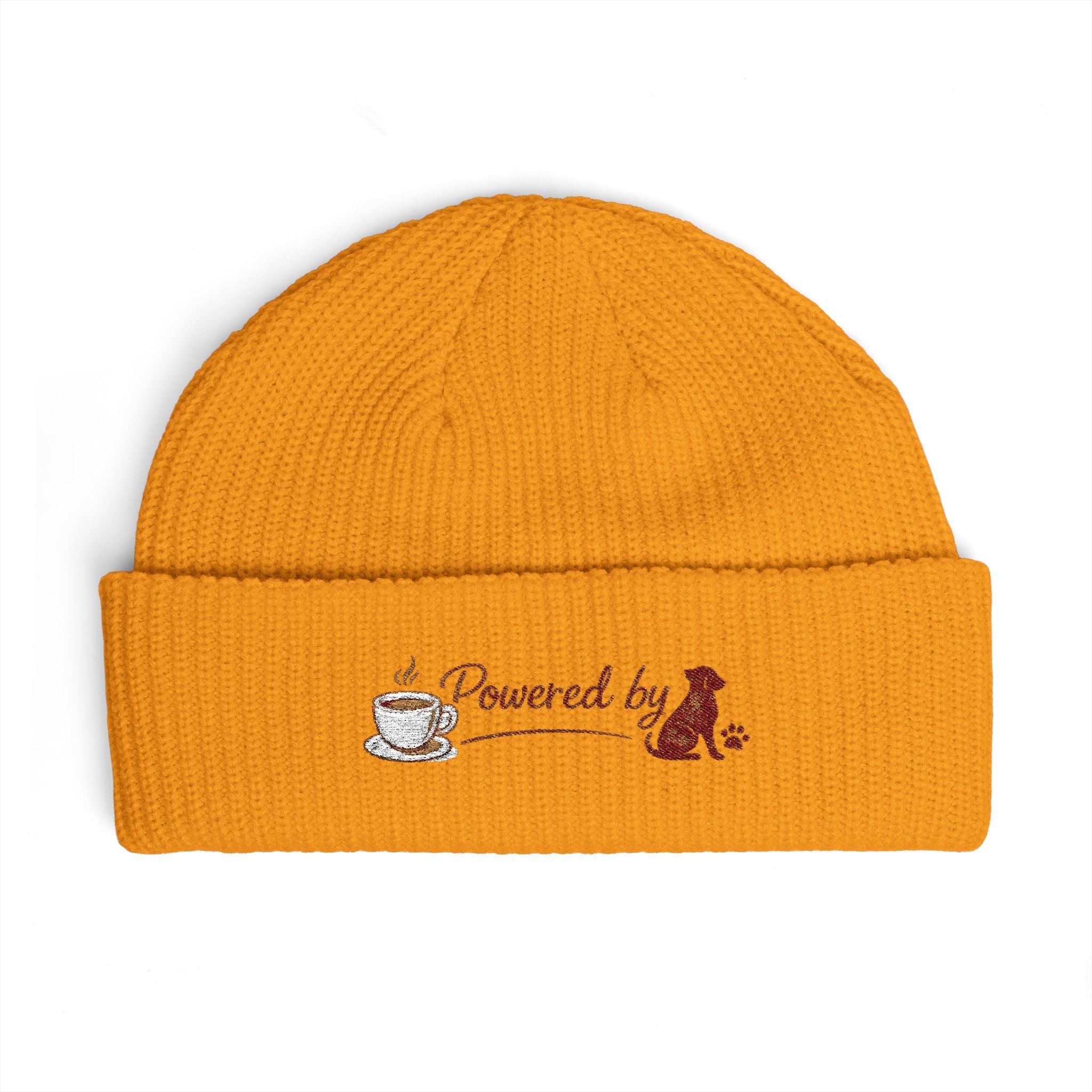The Morning Walk Beanie - "Powered by" Coffee & Dog Embroidered Winter Hat