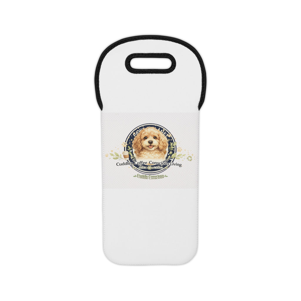 Wine Tote Bag – Cute Cavapoo Dog Wine Carrier (Cuddle, Fetch, Cuddle, Loving)