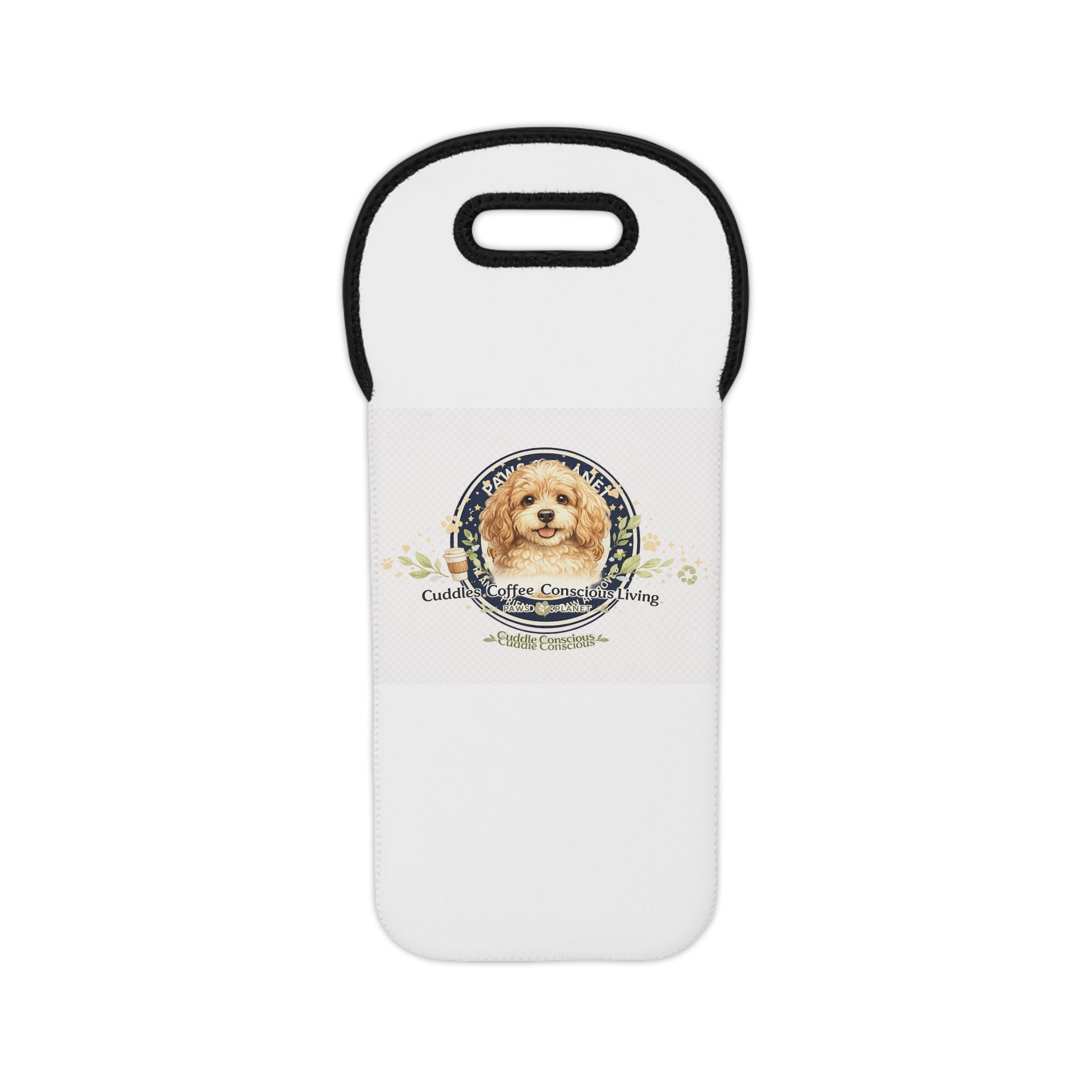 Wine Tote Bag – Cute Cavapoo Dog Wine Carrier (Cuddle, Fetch, Cuddle, Loving)