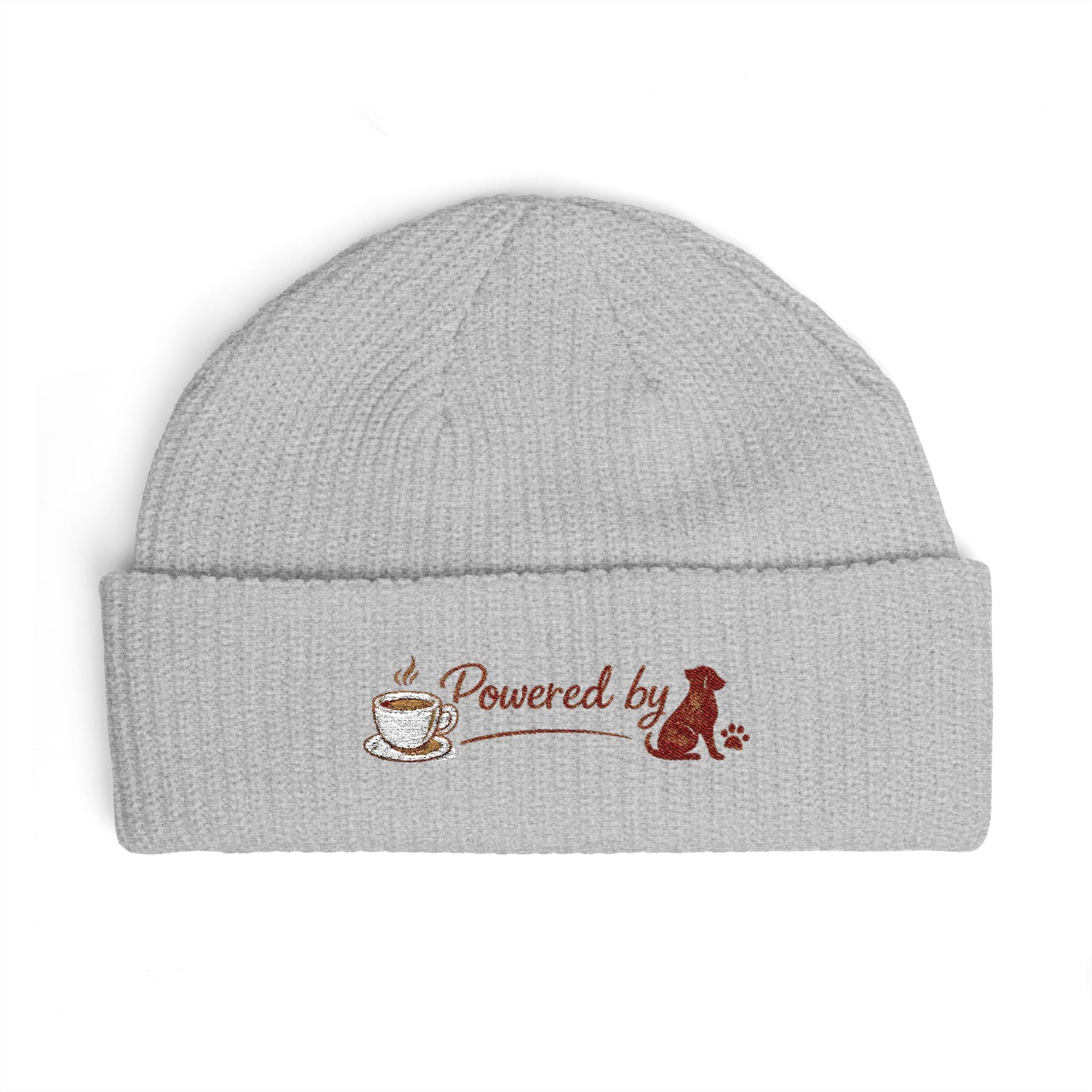 The Morning Walk Beanie - "Powered by" Coffee & Dog Embroidered Winter Hat
