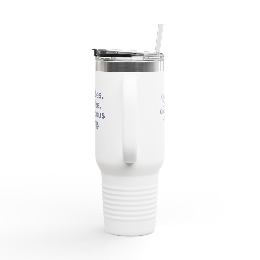 Cuddles. Coffee. Conscious Living. 40oz Tumbler – Eco Dog Lover Cup